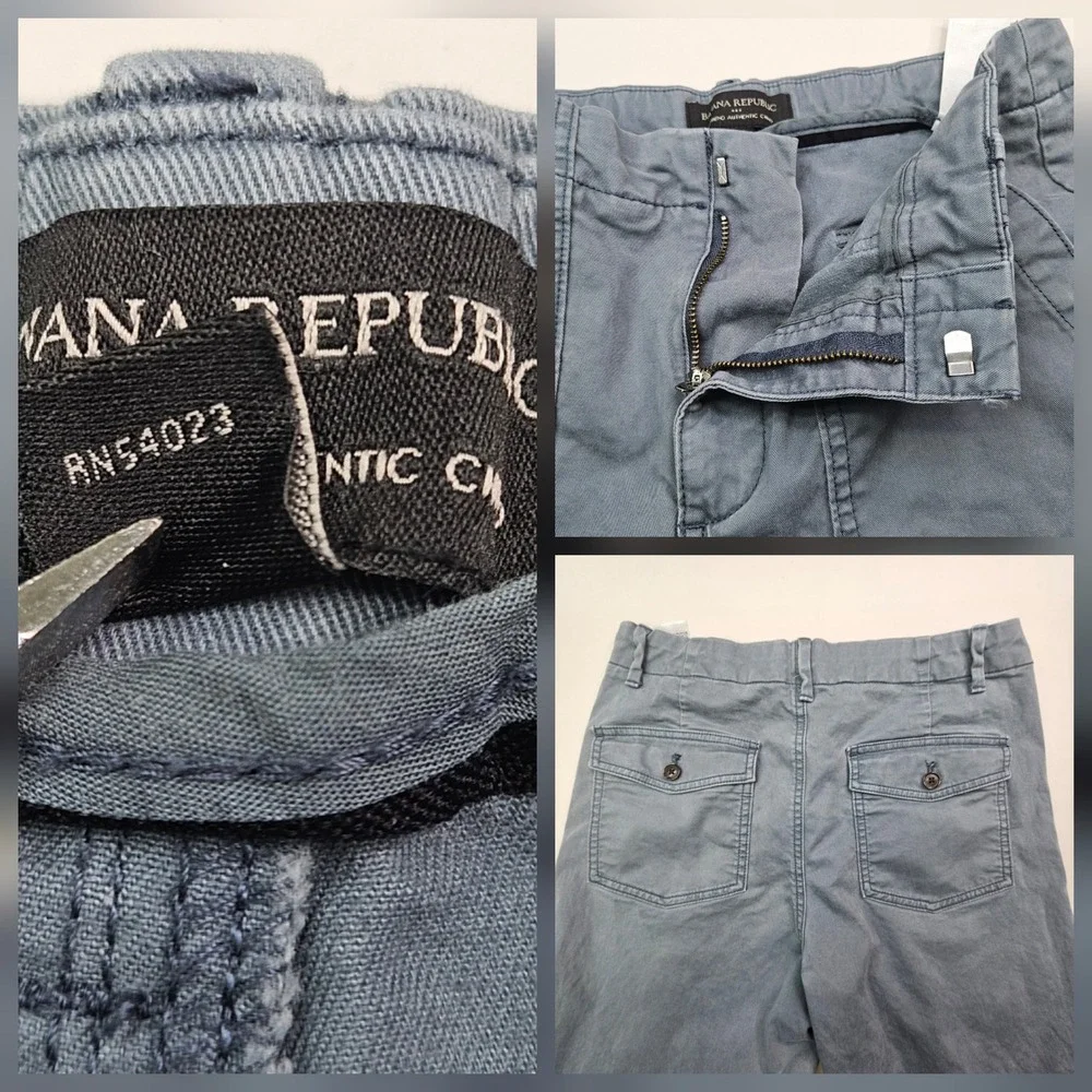 Banana Republic Chino Pants Women 4 Blue Girlfriend Authentic Utility Raw Hem